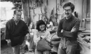  ?? Photograph: George Nakashima woodworker­s ?? George Nakashima, left, with his children Mira and Kevin in the workshop at New Hope during the 1980s.