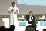  ??  ?? Dr Mohammed Al Kuwaiti explains the social, legal and internatio­nal impact of cyber terrorism during the conference.