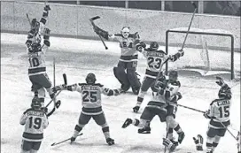  ?? 1980 associated press ?? The U.S. Olympic hockey team’s 4-3 upset victory over the heavily favored Soviet team in the 1980 Winter Olympics appears on our lists as the best game we’ve ever watched and the best sports call of all time.
