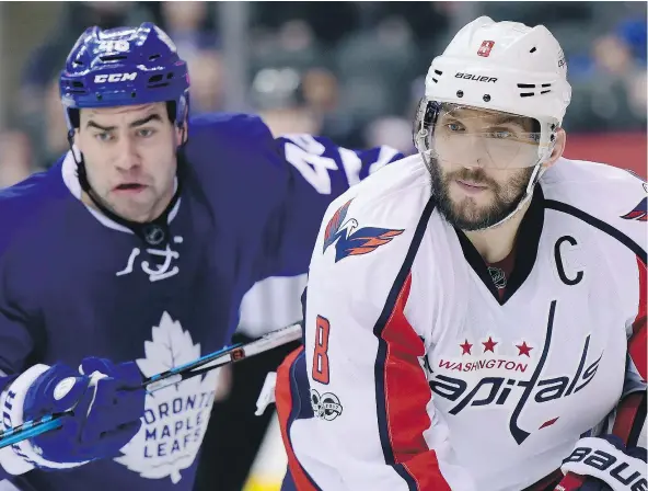  ?? — THE CANADIAN PRESS FILES ?? Tuesday’s loss to Washington was a reminder that defenceman Roman Polak and the Toronto Maple Leafs would be best served avoiding captain Alex Ovechkin and the first-place Capitals in the opening round of the Eastern Conference playoffs.