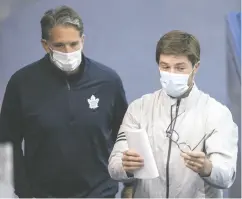  ?? CRAIG ROBERTSON / Postmedia News files ?? This is Year 7 for Toronto Maple Leafs president Brendan Shanahan, left, and Year 3 for GM Kyle Dubas. They need
the team to win now, Steve Simmons writes.