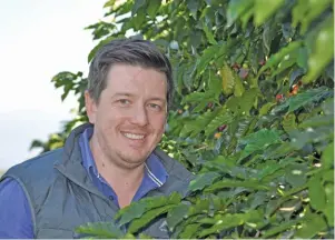  ?? PHOTOS: MAGDA DU TOIT ?? OPPOSITE PAGE: Coffee plants can yield about 3,5t/ha, but this cannot be harvested all in one day. The cherries ripen at different times over a period of six to seven months. BELOW: In 2016, Zander Ernst of Allesbeste Boerdery made the decision to branch out into coffee production.