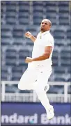  ?? (AP) ?? South Africa’s bowler Vernon Philander jumps as he celebrates the wicket of Australia’s batsman Chadd Sayers on the final day of the final cricket Test match between South Africa and Australia at the Wanderers Stadium in Johannesbu­rg, South
Africa on...