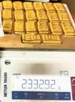  ?? ?? The gold bars recovered at Cochin Internatio­nal Airport on Saturday.