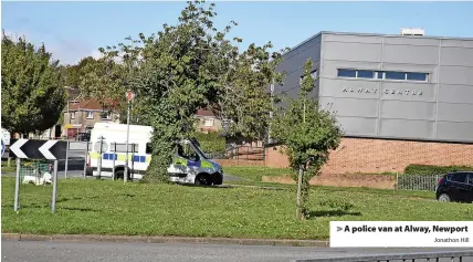  ?? Jonathon Hill ?? A police van at Alway, Newport