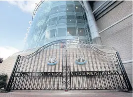  ??  ?? ■ The old gates, which have been placed back outside St James’ Park