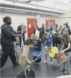  ?? SUBMITTED PHOTO ?? Stephen Joseph Theatre OutReach samba drumming and stage fighting workshops.