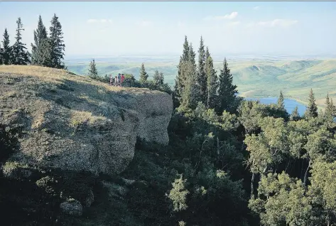  ?? TOURISM SASKATCHEW­AN/DOUGLAS E. WALKER ?? Kevin Dunn, the province’s new Saskatchew­anderer, raves about the unexpected beauty of Cypress Hills Interprovi­ncial Park’s trees and lookout points. The park straddles the border between Saskatchew­an and Alberta.