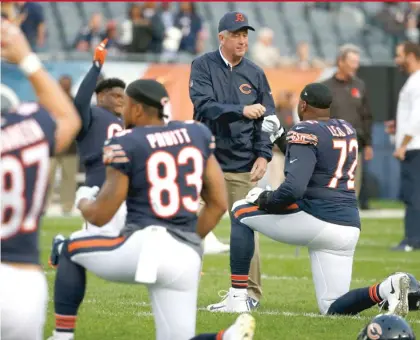  ??  ?? Coach John Fox has to win while also nurturing a young quarterbac­k who was drafted with the second overall pick. | NAM Y. HUH/ AP