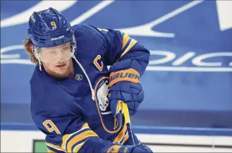  ?? Kevin Hoffman / Getty Images ?? Jack Eichel and his Sabres will be on television for all 56 of their games this season. The New Jersey Devils, N.Y. Rangers, and N.Y. Islanders will also be on 56 times.