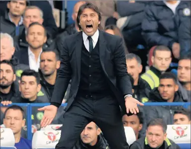  ?? PICTURE: BACKPAGEPI­X ?? EXCITABLE: Chelsea manager Antonio Conte is always an animated figure on the touchline.