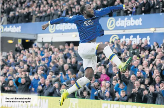  ??  ?? Everton’s Romelu Lukaku celebrates scoring a goal.