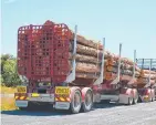  ?? ?? A log truck parked up at a rest area near Deloraine in Tasmania.