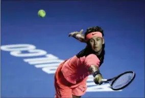  ?? THE ASSOCIATED PRESS ?? In this file photo dated Friday Jared Donaldson of the U.S. reaches for the ball during the semifinal against South Africa’s Kevin Anderson at the Mexican Tennis Open in Acapulco, Mexico. It is announced Tuesday that Donaldson has been fined 5,000...