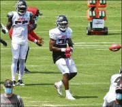  ?? HYOSUB SHIN / HYOSUB.SHIN@AJC.COM ?? Falcons rookie safety Jaylinn Hawkins says he had a physical style even when playing receiver in high school. “I’m a real aggressive guy,” Hawkins said. “I like to hit. I like being out there having fun. … That’s just how I always played ball.”