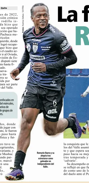  ?? ?? Romario Ibarra y su alegría tras estrenarse como goleador en Independie­nte del Valle.