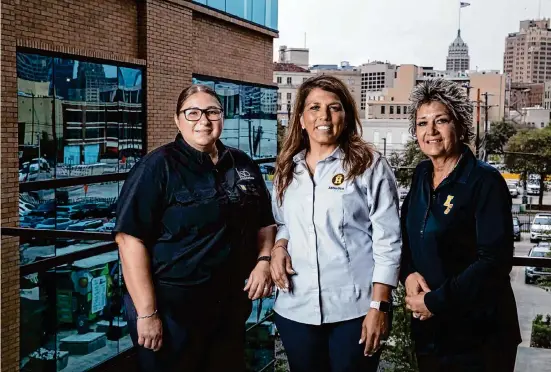  ?? Josie Norris/Staff photograph­er ?? From left, Judson ISD’s Triva Corrales, Harlandale ISD’s Rose Ann Martinez and East Central ISD’s Suzette Arriola are three of only four women ADs in the area.