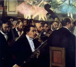  ??  ?? Suoni Edgar Degas (1834-1917), L’orchestre de l’opéra (1870 circa, olio su tela), Parigi, Musée d’orsay