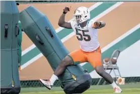  ?? ALAN DIAZ/AP ?? Miami Hurricanes freshman linebacker Shaquille Quarterman has impressed coaches and players from the day of his arrival at the program.