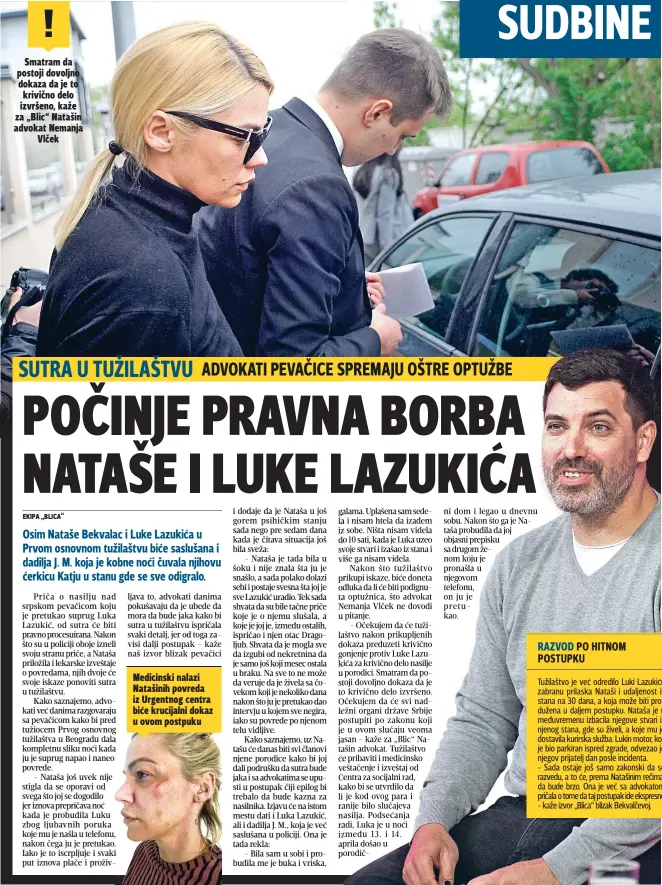  ??  ?? Smatram da postoji dovoljno dokaza da je to krivično delo izvršeno, kaže za „Blic“Natašin advokat Nemanja Vlček