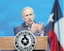  ?? ARCHIVO OEM ?? Gobernador de Texas, Greg Abbott