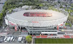  ?? Foto: picture alliance ?? Eine Luftaufnah­me zeigt das Stadion von Bayer Leverkusen. Dort soll die Meistersch­aft fest gemacht werden.