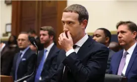  ??  ?? Mark Zuckerberg testifies before the House financial services committee on Wednesday. Photograph: Chip Somodevill­a/Getty Images