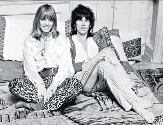  ??  ?? Dedicated follower: Anita with Rolling Stone Keith Richards in 1969. So much more than a muse, she passed the style baton to Kate Moss, left, and hit the catwalk for Pam Hogg, below, at London Fashion Week, last September