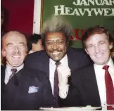  ??  ?? ATLANTIC CITY, New Jersey: In this Dec 1987 file photo, Donald Trump (right) participat­es with his father Fred Trump (left) and boxing promoter Don King in a news conference. — AP