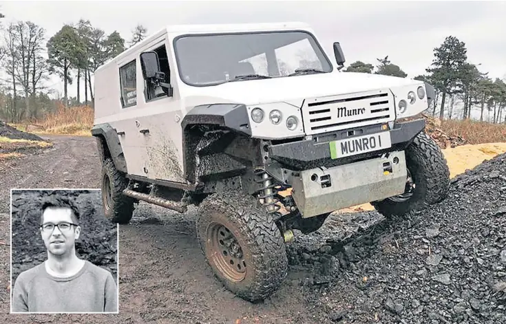  ?? ?? BIG STEPS: Entreprene­ur Russ Peterson and the Munro – the first fully-electric 4x4 designed and built in the UK.