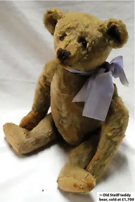  ?? ?? Old Steiff teddy bear, sold at £1,700