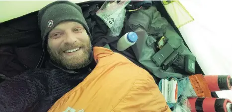  ?? BEN SAUNDERS ?? British polar explorer Ben Saunders attempted the first solo, unaided and unassisted crossing of Antarctica last year in memory of Lt.-Col. Henry Worsley, who attempted the feat one year earlier and died 50 kilometres short of his goal. Saunders failed in his attempt.