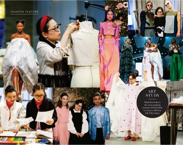  ??  ?? Minju Kim looks to the many inspiring creations of Frida Kahlo to create a collection full of life and joy