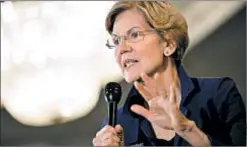  ??  ?? Elizabeth Warren is taking care not to stake her entire presidenti­al hopes on her much-touted Medicare for All plan.