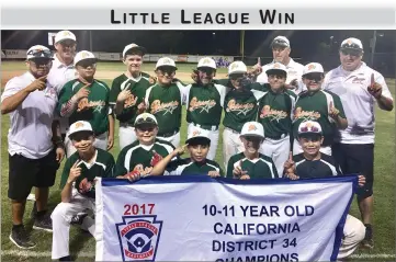  ?? CONTRIBUTE­D PHOTO ?? Portervill­e’s Little League Minor All-star team snagged the District 34 championsh­ip title on Tuesday in Visalia with a 9-8 win over Lemoore.