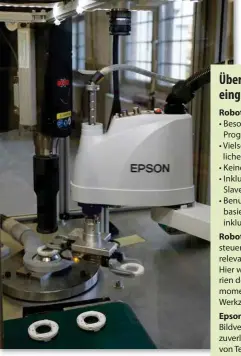  ??  ?? Ein Epson-scara-roboter setzt die Bauelement­e zusammen.