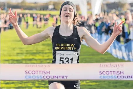  ?? Bobby Gavin. ?? Laura Muir crosses the finishing line to win the Lindsays Short Course Championsh­ips in Kirkcaldy.