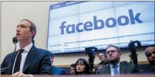  ?? ANDREW HARNIK — THE ASSOCIATED PRESS FILE ?? Facebook CEO Mark Zuckerberg testifyies before a House Financial Services Committee hearing on Capitol Hill in Washington.