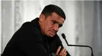  ?? Reuters ?? Cahill speaks to the media after announcing his retirement. —