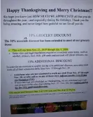  ??  ?? A flyer from Walmart stating their policy during Thanksgivi­ng period. Photograph: Courtesy writer