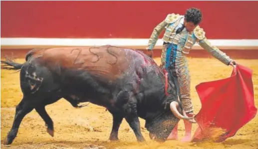  ?? // BMF ?? Leo Valadez, en un estupendo natural a Orégano, tercer toro de la buena corrida de Juan Pedro