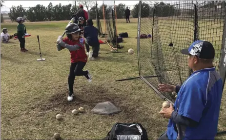  ?? COURTESY PHOTO ?? Let ‘er rip: A camper takes a cut at the IVBN’s 2019 skills camp.