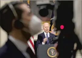  ?? Andrew Harnik Associated Press ?? EVEN WITH the robust increase, the economy is more than 8 million jobs short of pre-pandemic levels. Above, President Biden discusses the jobs report Friday.