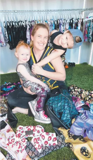  ?? Picture: MIKE BATTERHAM ?? Sarah Richards with her two children, Halo, 1, and Carter, 4. Sarah’s label is set to make its debut at London Fashion Week next month.