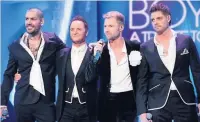  ??  ?? SUITS YOU From left, Dane, Shane, Ben and Abz. Above, Boyzone