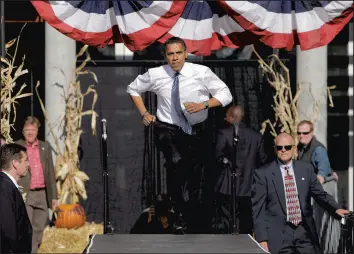  ?? JAE C. HONG/AP ?? Then-Democratic presidenti­al candidate, Sen. Barack Obama, D-Ill., arrives at a 2008 rally in Des Moines, Iowa. Some two dozen Democrats are thinking about running in 2020.