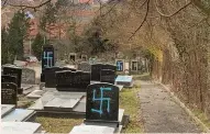  ?? (Consistoir­e of the Lower Rhine) ?? JEWISH GRAVESTONE­S vandalized with swastikas in France, yesterday.