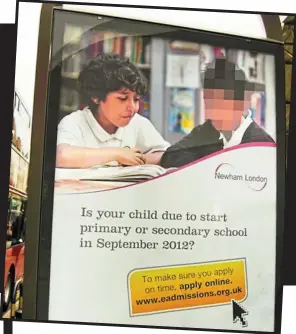  ??  ?? Academic star: Sami Sidhom and (above) the council poster on which he appeared as a schoolboy
