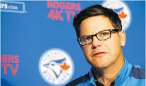  ?? MICHAEL PEAKE ?? GM Ross Atkins seems to believe he needs to add one starter and an everyday position player for the Jays to contend next season.