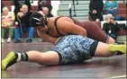  ?? AUSTIN HERTZOG - MNG FILE ?? Pottsgrove’s Manny Allen, top, is the No. 1 seed at 285 pounds in this weekend’s District 1-3A North tournament at Pottstown. Allen advanced to the semifinals Friday night.